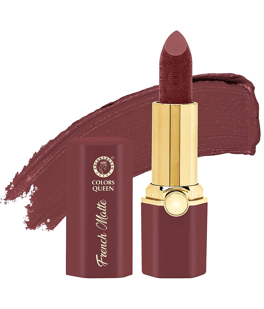 Colors Queen French Matte Waterproof Lipstick Enriched with Moisture 3g, (Shade - 10)