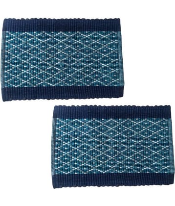 UrbanArts - Regular Polycotton Door Mat ( 60 X 40 cm ) Set of 2 - Blue