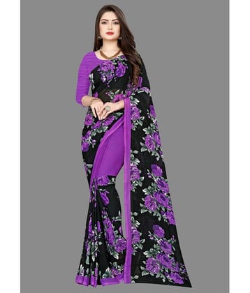 ANAND SAREES Georgette Printed Saree With Unstitched Blouse Piece ( Green )