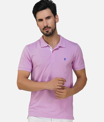 XFOX Pack of 1 Cotton Blend Regular Fit Solid Half Sleeves Men's Polo T Shirt ( Lavender )