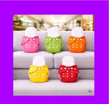 Reusable Adjustable Baby Cloth Diaper Nappy Pack of 5 Multicolor
