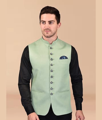 PRINTCULTR Green Cotton Blend Men's Nehru Jacket ( Pack of 1 )