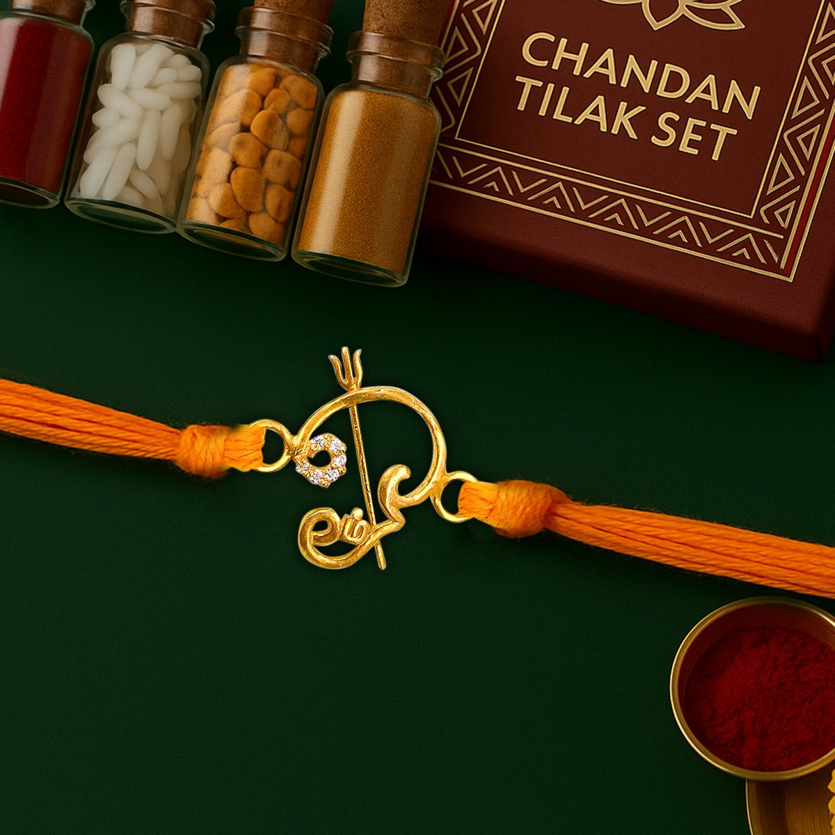 Pure 92.5 Silver Rakhi with Chandan Tilak Set