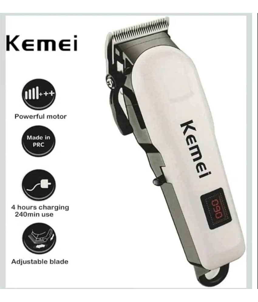 wagari KM-809A White Cordless,Corded Beard Trimmer With 240 minutes Runtime