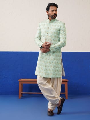 Light Blue Embriodered Indowestern set-XS/36 / Indo Salwar Set