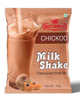 Butterfly Milk Shake 80G Pouch (Chickoo)  by Butterfly Dessert Mixes and Bakery Needs.