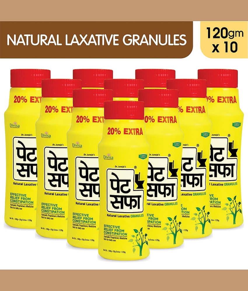 Pet Saffa Natural Laxative Granules 120Gm, Pack of 10 (Helpful In Constipation, Gas, Acidity, Kabz), Ayurvedic Medicine