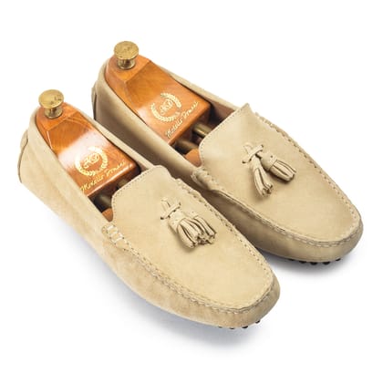 Gommino Suede Tassel Loafers (Beige)-EU 43 / UK 9 / Beige