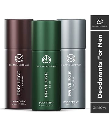 The Man Company Champion, Hero & Titanium Privilege Deo Body Spray for Men 150 ml ( Pack of 3 )