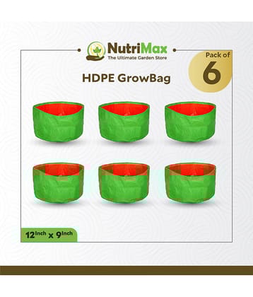 Nutrimax HDPE 200 GSM Growbags 12 inch x 9 inch Pack of 6 Outdoor Plant Bag