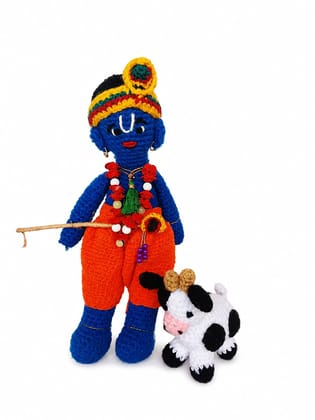 Crochet Handmade Krishna with cow