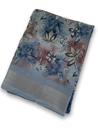 Soft Linen Floral Printed Saree for Women with Blouse Piece |