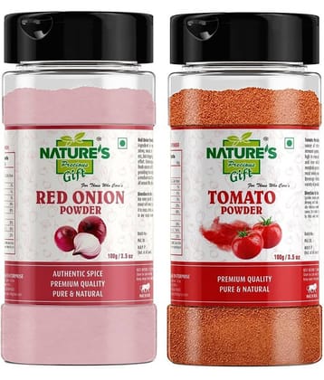 Natures Gift Red Onion Powder & Tomato Powder - Spray-Dried | Ready to Use - 100 Gm Each (Super Saver Combo) Powder 200 gm Pack of 2