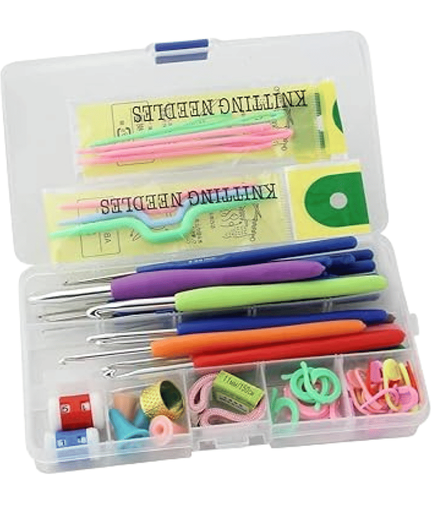 Tapixaa Premium 53 Pcs Crochet Hook Set, Needle Arts | Crochet Hooks Knitting Needles Yarn Knitting Needles Kit | Crochet Hooks Set Soft Aluminum Blunt Needles Sewing Tools Kit