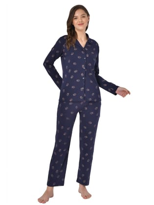 Klamotten Women's Baby Pink Allover Printed Top Pyjama Set N53N