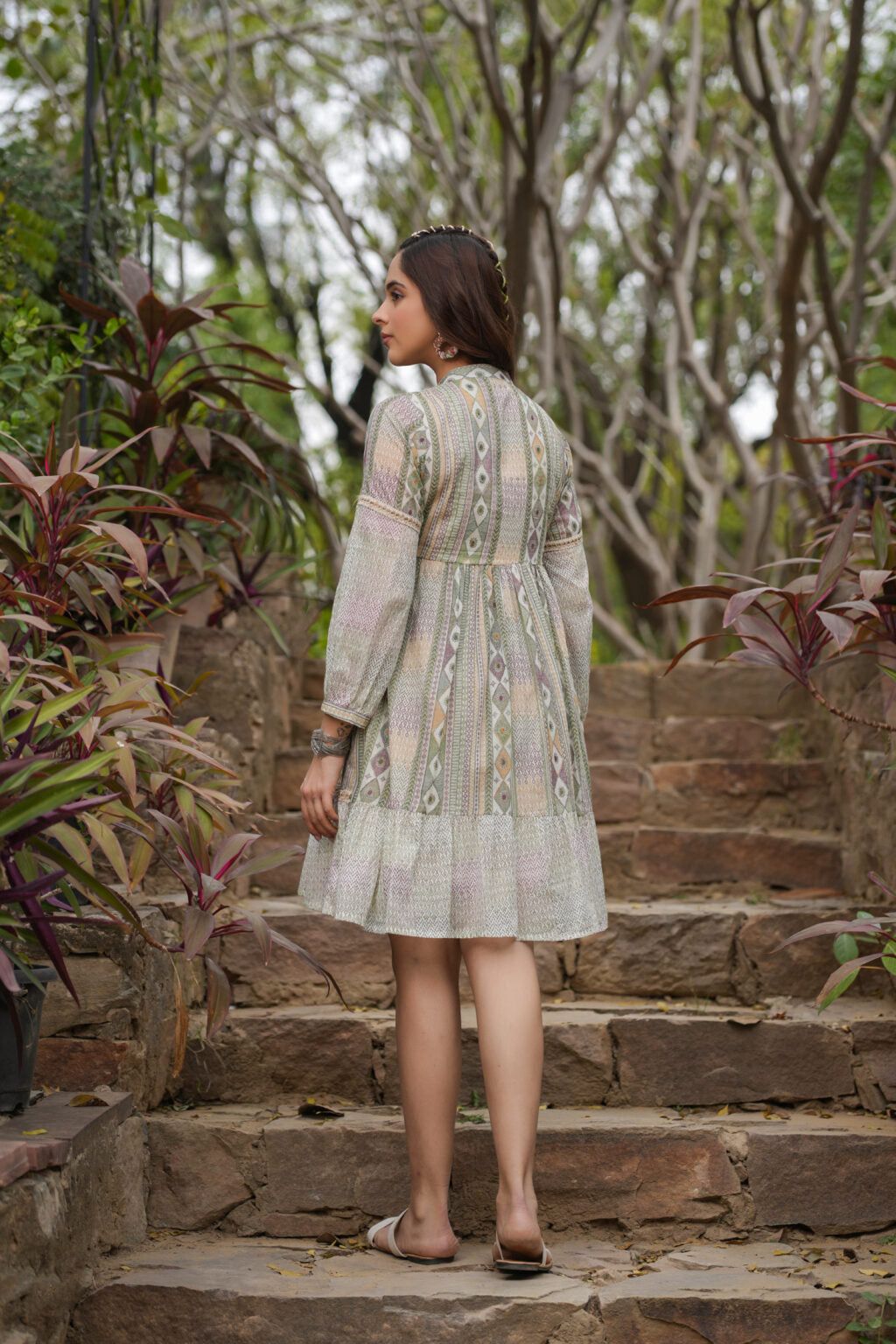 Floral Whimsy: Printed Cotton Short Dress