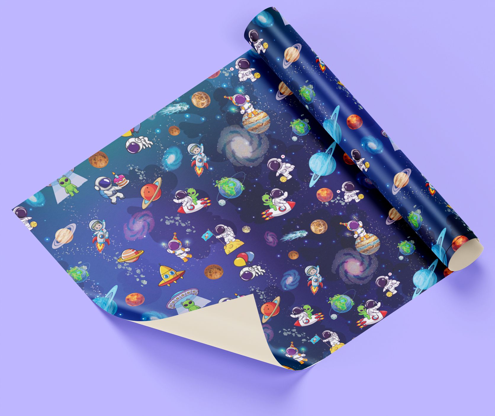 Blue Galaxy Theme Wrapping Paper Gift Rolls, Gift Paper Sheets, Ideal for Birthday Return Gifts, Holidays, Kids Party & Gifting on Special Occasions (Size: 19 x 28.5 inch) -  10