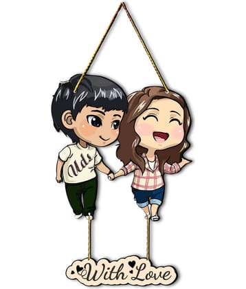 Positive Vibe Lifestyle Wood Couple Wall Hanging Wall Sculpture Multi - Pack of 1