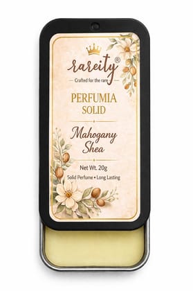 Rareity Solid Perfume – 20g Mahogany Shea Fragrance | Warm Woody Long Lasting Balm Perfume | Pocket Solid Perfume for Men & Women | Alcohol-Free, Beeswax & Shea Butter| Travel-Friendly