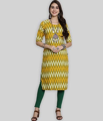 7Threads Crepe Printed Straight Women's Kurti - Yellow ( Pack of 1 )