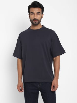 100% Cotton Oversize Round Neck T-Shirt - Carbon grey-S / Carbon grey