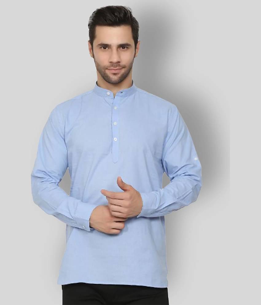 Springberry - Blue 100 percent Cotton Men's Shirt Style Kurta ( Pack of 1 )