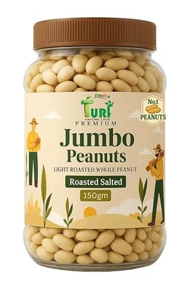 TURF FRESH - Jumbo Roasted Salted Peanuts | Bharuch Gujarat Special Mungfali Dana Namkeen | Grade A Premium Peanut Seeds Without Skin | Healthy Snack & Chakna