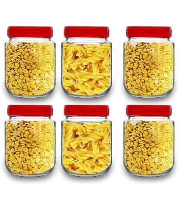 CROCO JAR - Red Glass Food Container ( Pack of 6 )
