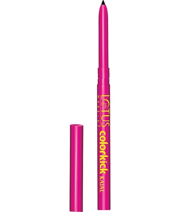 Lotus Make,Up Colorkick Kajal Black , Pencil Stick , Smudge Proof , Water Proof , 0.28G
