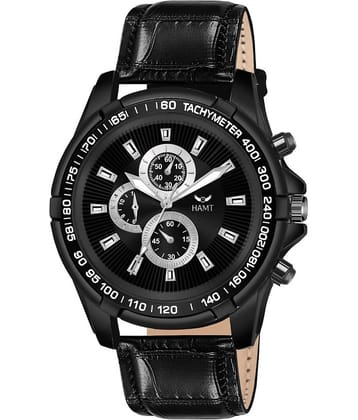 HAMT Black Leather Analog Men's Watch
