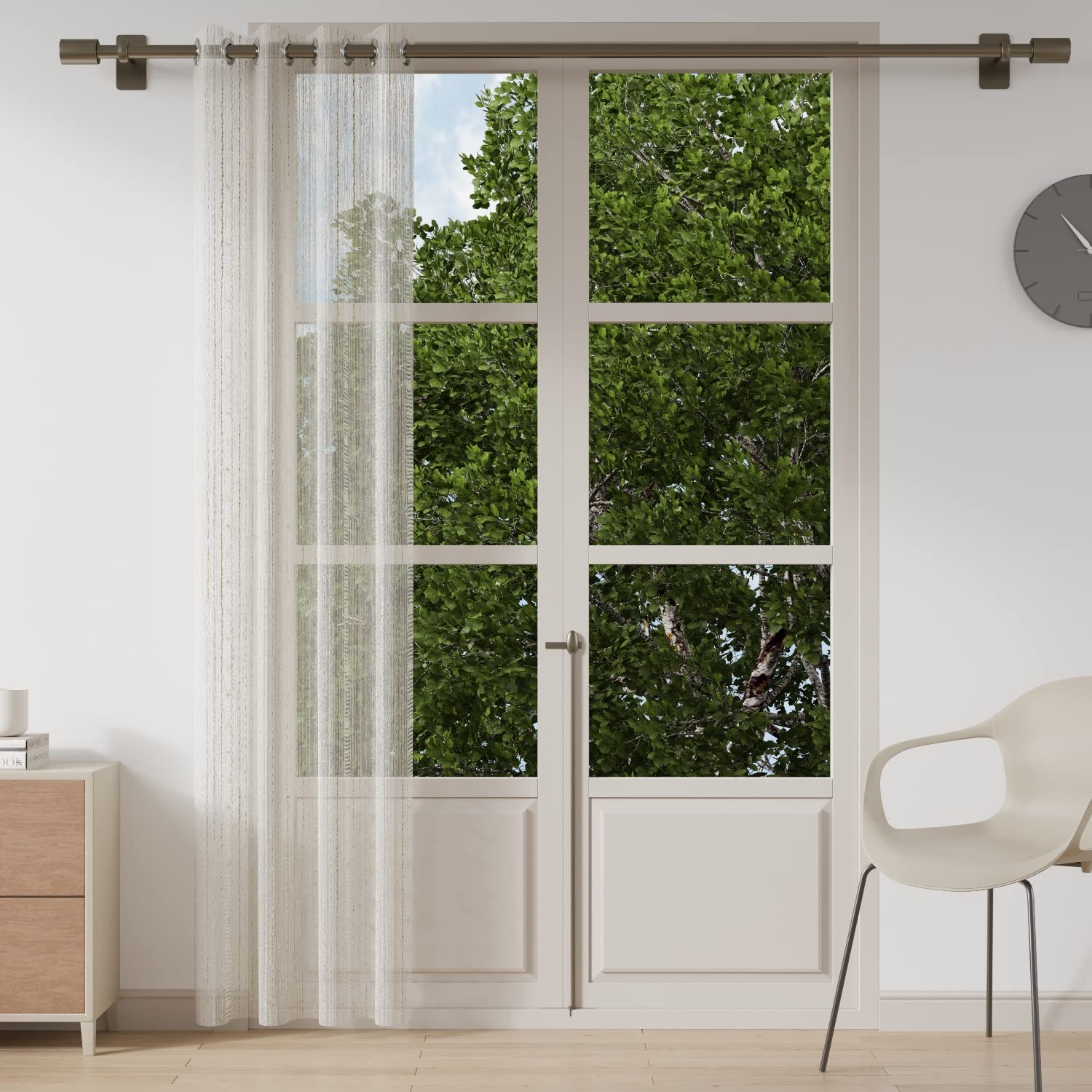 DDECOR - 100% PolyesterStripes And Checks PatternDoor 7 Ft|135 CM X 225 CM| - Beige