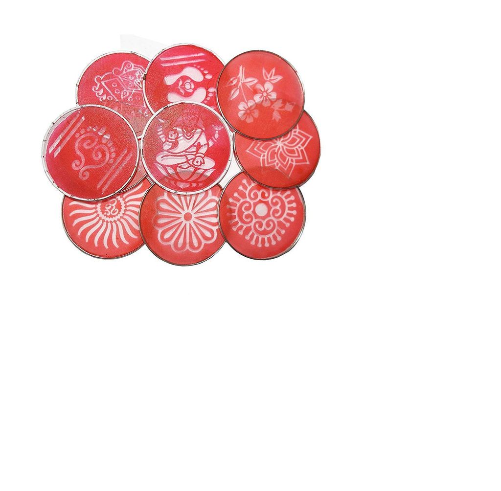 Nawani Rangoli Stencil (19/19 cm, Color and Design As per Availability) - 6 Pieces - Pooja Needs | Buy online on ZillyBuy
