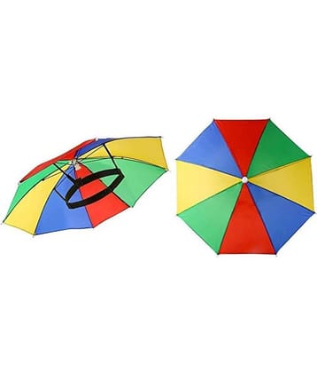 Infispace Headwear Cap Umbrella Multi Color Soft Durable, Adjustable Elastic, (21) Size Fits All Ages Plastic Hat Cap Umbrella for Kids, Men/Women and Adults Rain Protection Headwear Hat Umbrella (Multi) Pack of 1