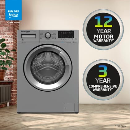 Voltas Beko 7.0kg, Inverter, 5 Star Front Load Washing Machine (WFL7010VTSS, Silver), Steam Wash,Stain Expert Voltas Beko 7.0kg, Inverter, 5 Star Front Load Washing Machine (WFL7010VTSS, Silver), Steam Wash,Stain Expert - Silver