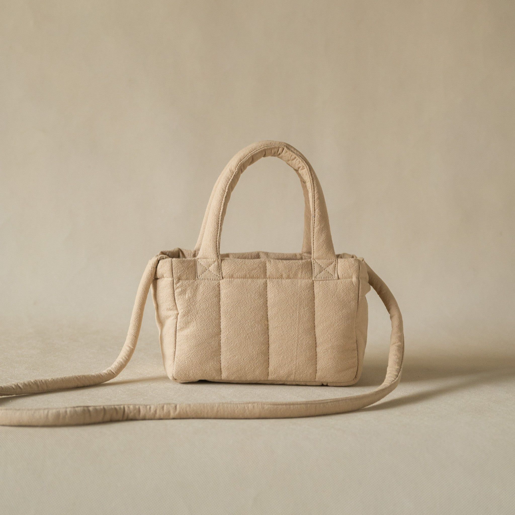 Crinkle Stripe Tote (Mini)-Mini / Wheat