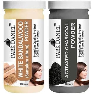 PARK DANIEL Premium White Sandalwood Powder & Activated Charcoal Powder Combo Pack of 2 Jars of 100 gms(200 gms) (200 ml)