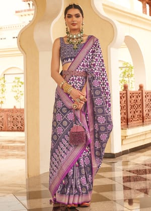 Dahlia Purple Printed Soft Silk Saree