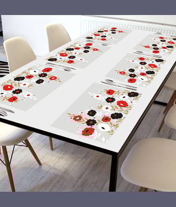 Crosmo PVC Floral Table Mats ( 45 cm x 30 cm ) Pack of 6 - Multi