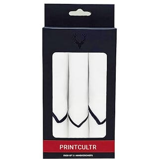 (Pack Of 3) Print cultr Cotton Men White Casual Style Handkerchief