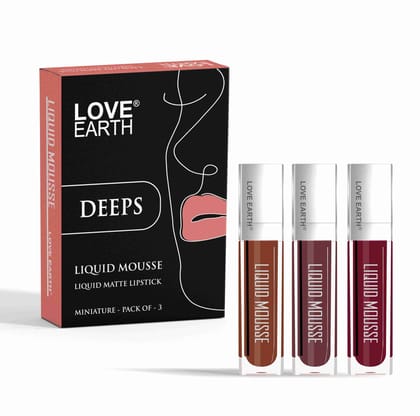 Love Earth Liquid Mousse Lipstick Deeps - Pack of 3 Love Earth Liquid Mousse Lipstick Deeps - Pack of 3