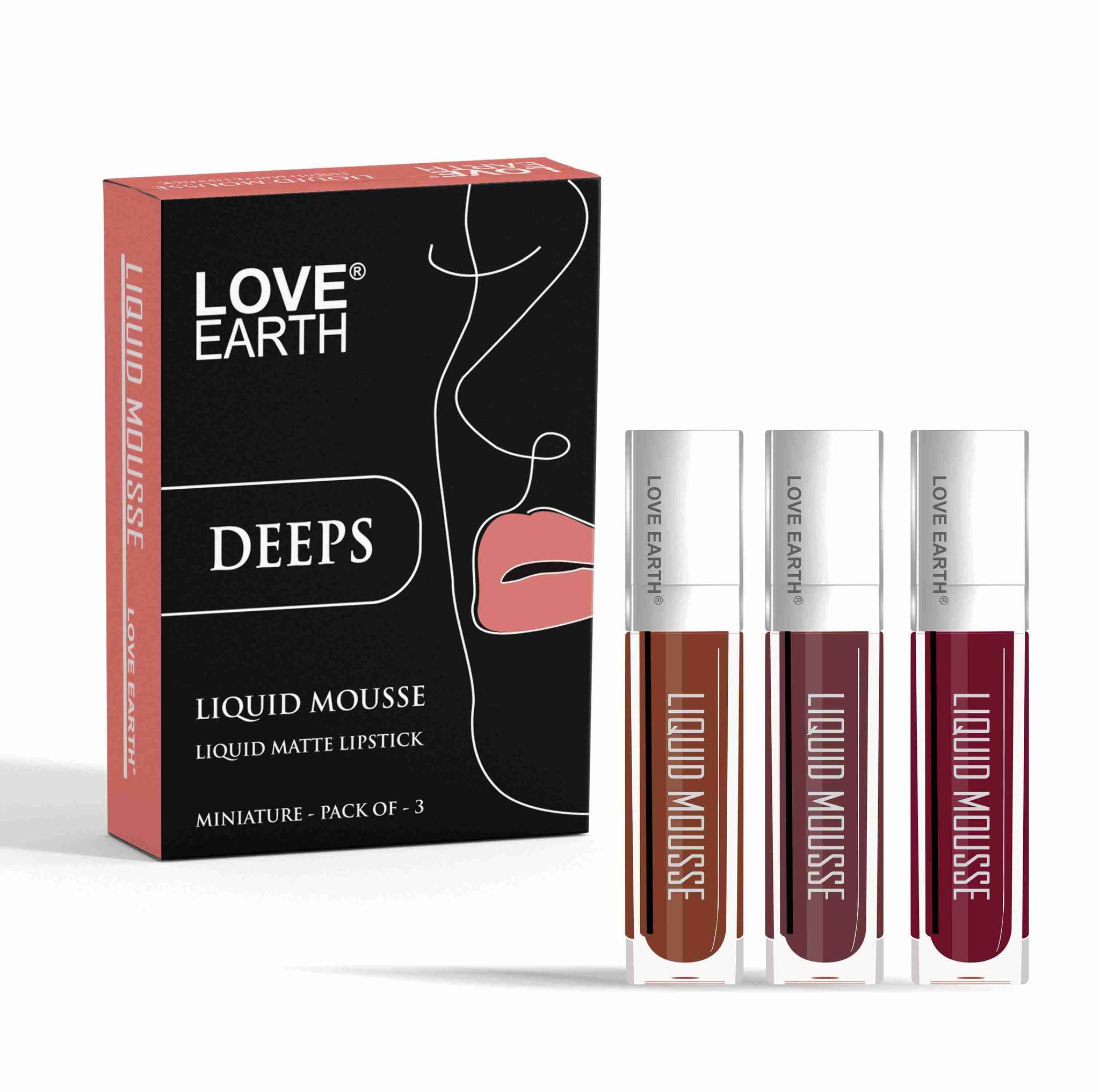 Love Earth Liquid Mousse Lipstick Deeps - Pack of 3