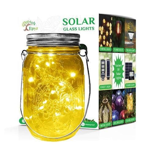 Solar Mason Jar Hanging Warm Yellow Light (Pack of 2)-Warm / Pack Of 2