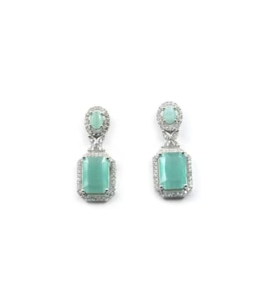 Generic Women's Brass Silver Plated Drop Earrings (Turquoise)-PID66243 Generic Women's Brass Silver Plated Drop Earrings (Turquoise)-PID66243