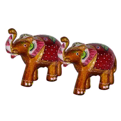 DreamKraft Paper Mache Elephant Showpiece, Standard, Yellow, 2 Piece