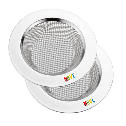 NSVL 2 PC Stainless Steel Kitchen Sink Strainer, Jali, Net, Wash Basin Filter, Stopper, Bathroom Drain Cover