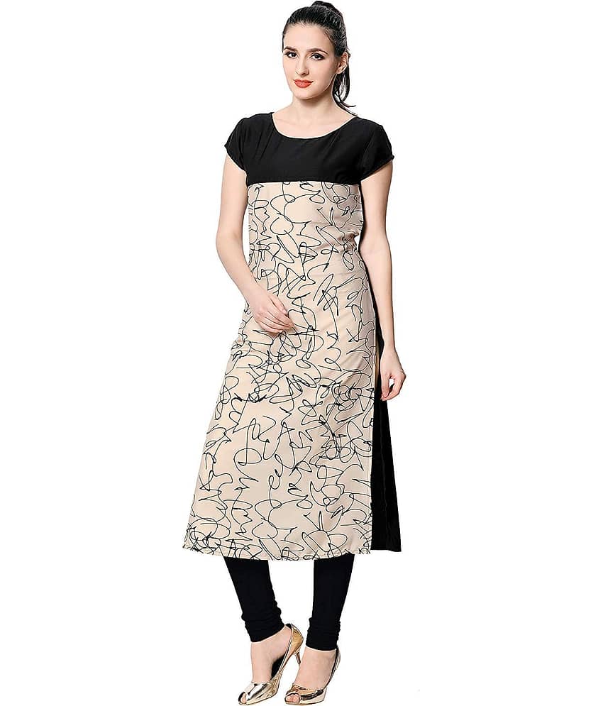 AK FASHION MALL Pack of 1 Crepe Printed Straight Women's Kurti - ( Multicolor )