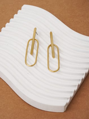 Oval long - Statement Brass Earring