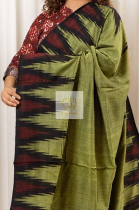Kargil Cotton Saree- Henna Green