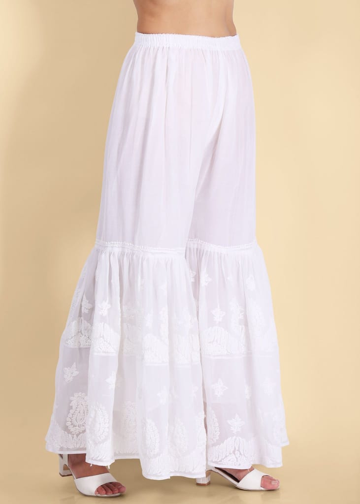 Roshan Hand Embroidered Georgette Flared Garara with Lining