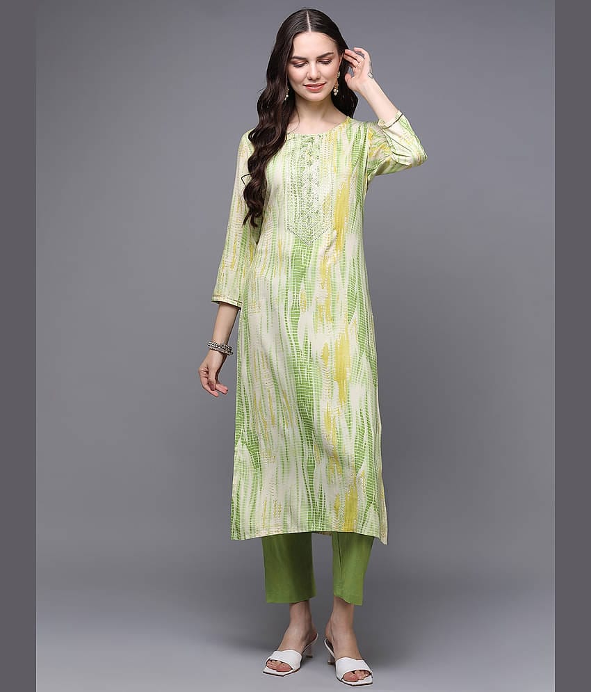 Vaamsi Cotton Blend Embroidered Straight Women's Kurti - Cream ( Pack of 1 )
